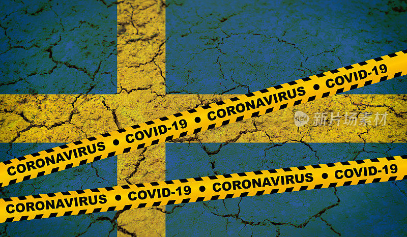 瑞典- Covid-19冠状病毒细胞发出黄色带危险信号